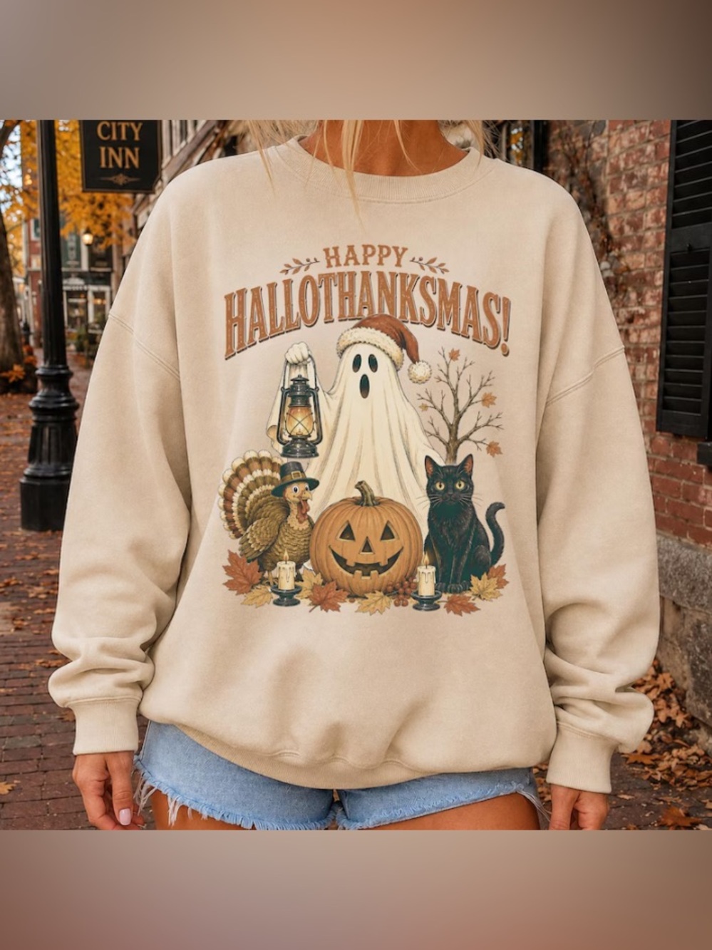 Happy Hallothanksmas Holiday Season Sweatshirts